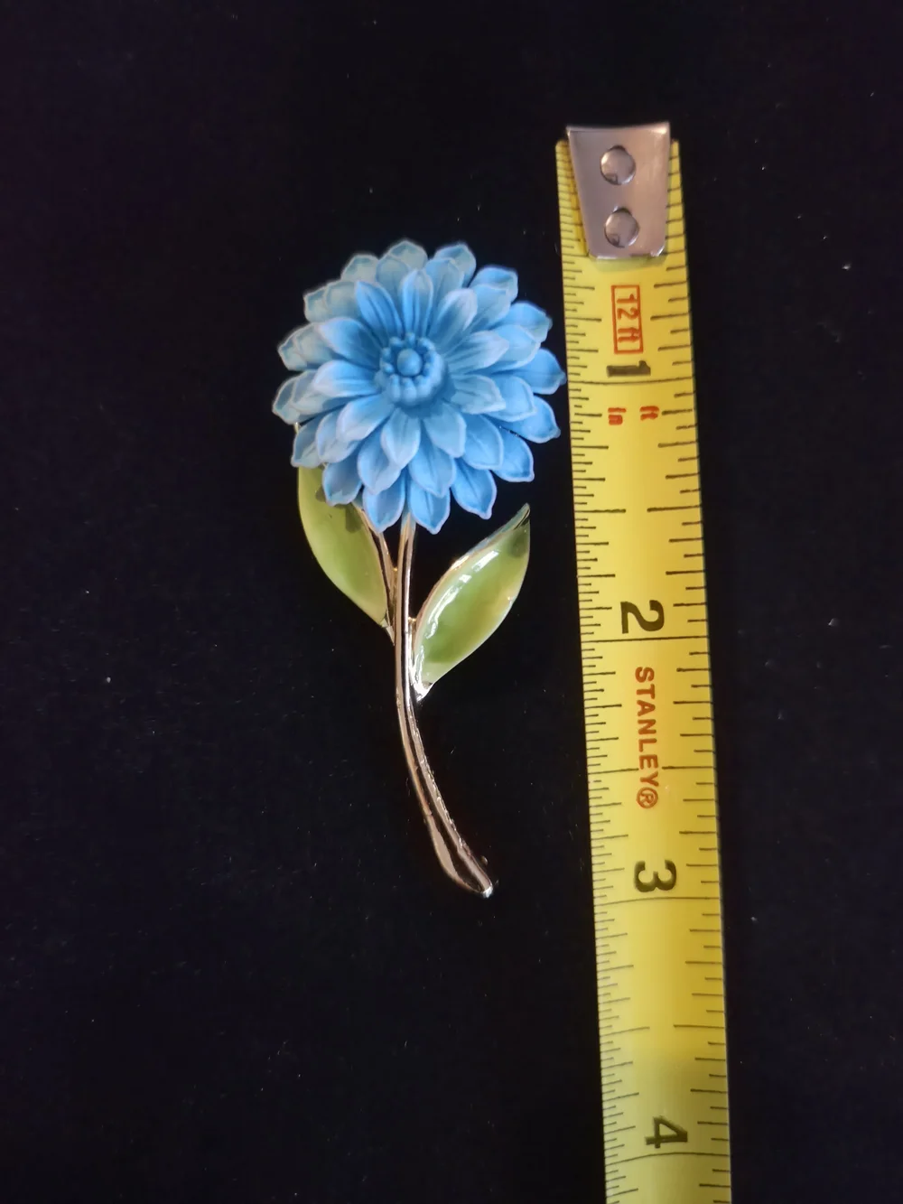 VTG Stamped JJ Blue/green Flower Enamel Brooch